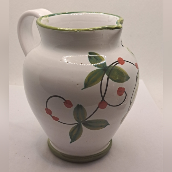 Vintage pitcher Italian pottery fruit jug made in Italy hand painted redware pot - Picture 6 of 6